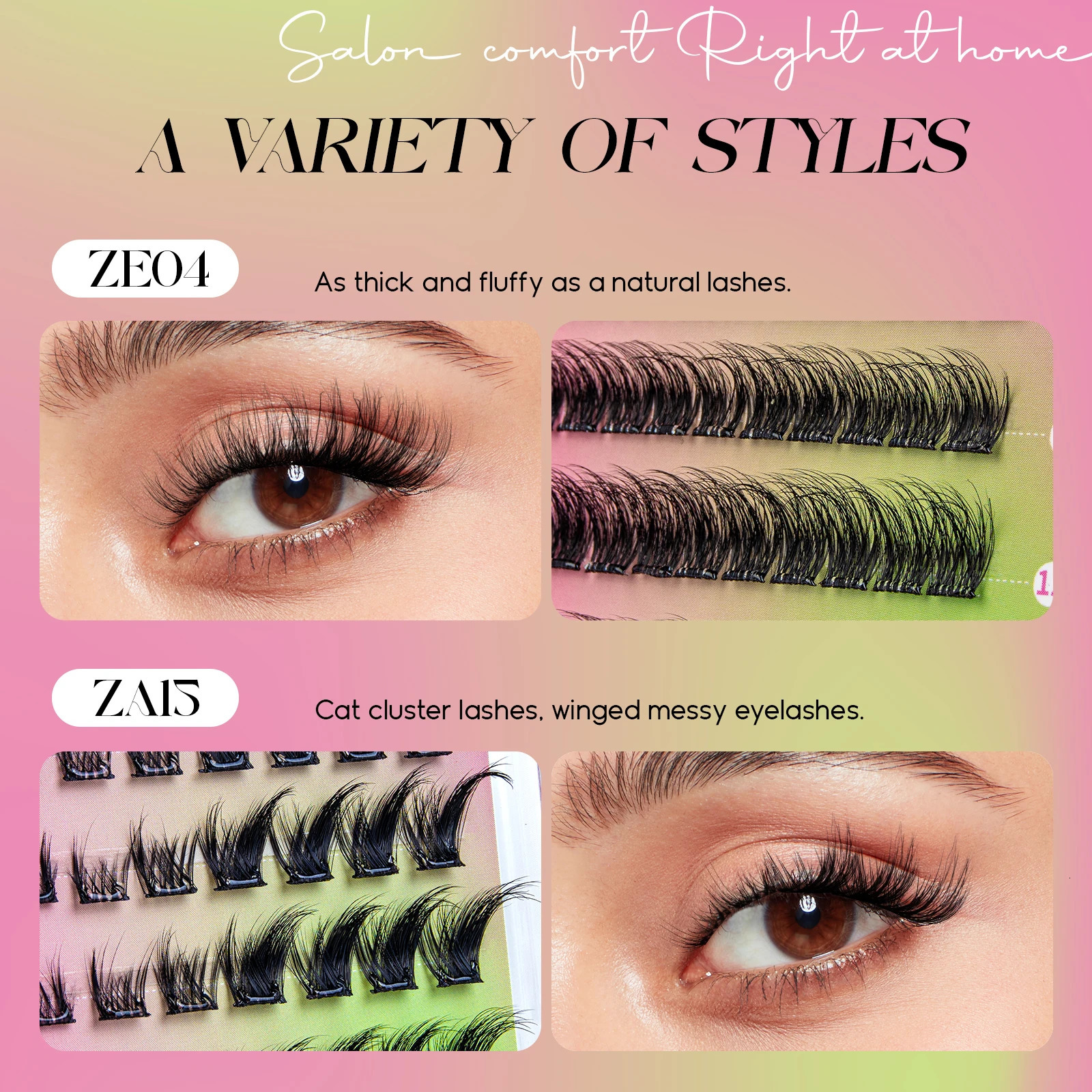 VYRILA Self Adhesive Cluster Lashes Glue-Free DIY Individual Eyelash Extension Natural Soft Lashes No Glue Needed Segmented Lash 250805