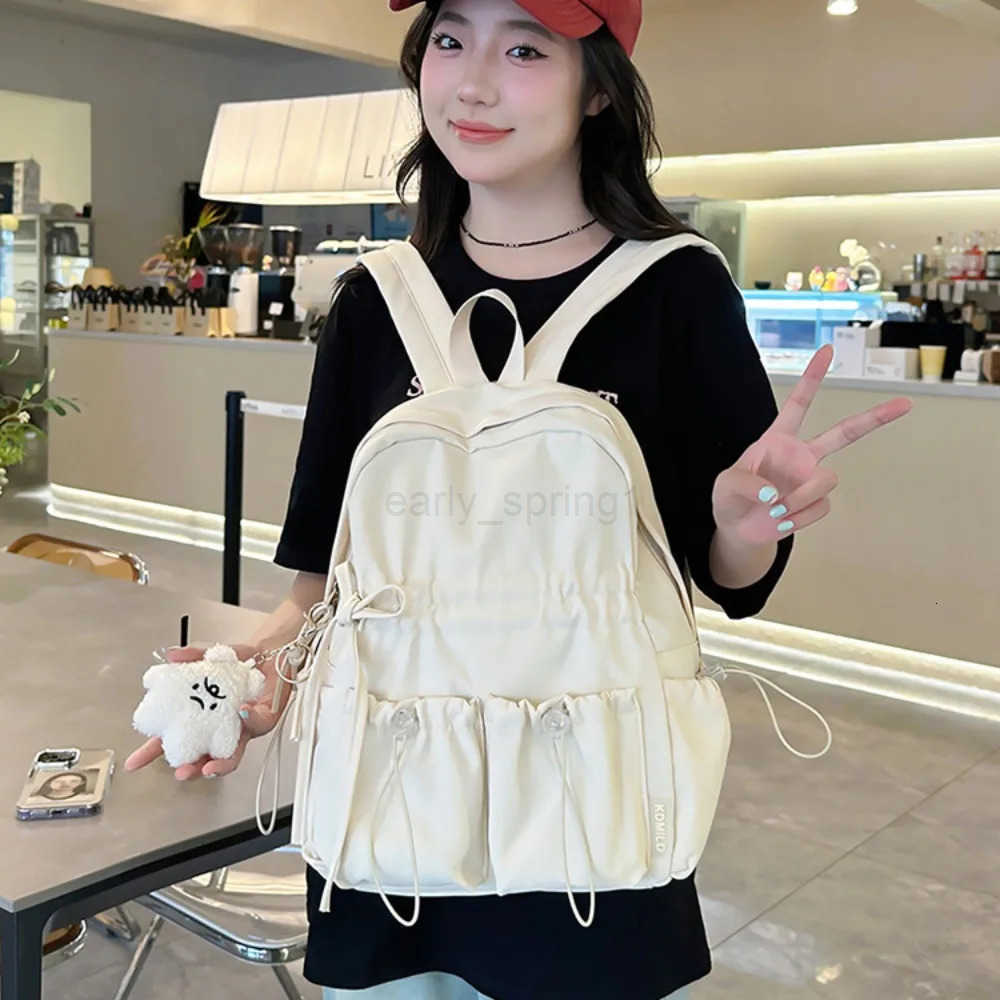 Minimalist Solid Bowknot Students Schoolbag Tutoring Bag Large Capacity Knapsack Waterproof Outdoor Travel Backpack Tote Gift T250811