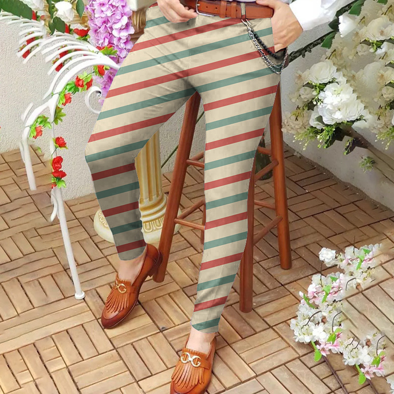 Fashionable men's mid-waist casual pants long pants 3D printed slim-fitting pants men's straight-leg pants European size :S-3XL