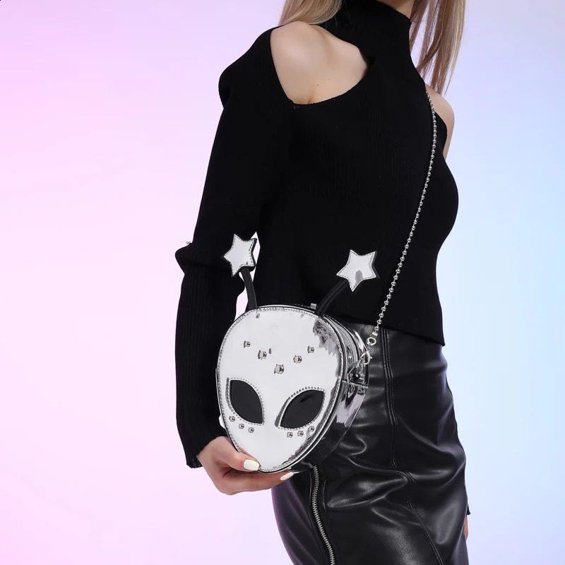 Alien Pattern Shoulder Bag PU Leather Halloween Purse for Women Chain Crossbody Messenger Bag Halloween Female Girls Chic Purse 250807