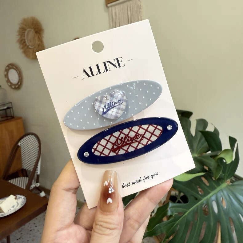 Alline New Korean Style Polka Dot Heart Duckbill Letter Plaid Side Clip Hairpin Dopamine Cute Hair Accessories