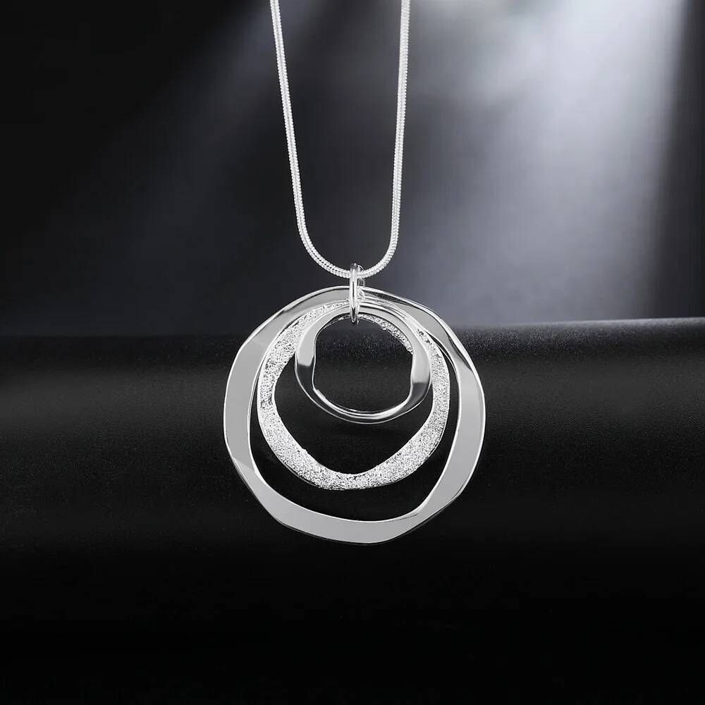 40-75cm Fine Brand Sterling Sier Necklace For Women Wedding Jewelry Bohemia Circle Pendants Chain Neckalce