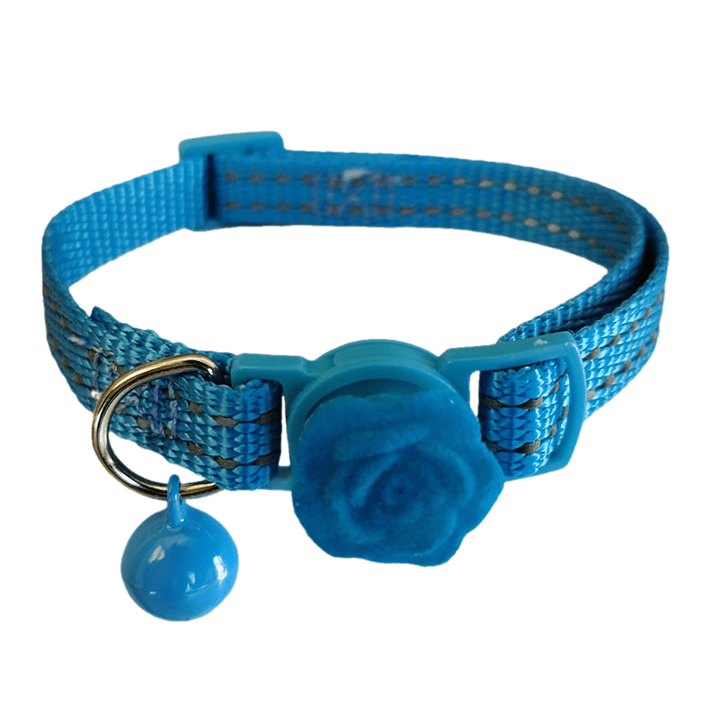 New Flower Run Pet Cat Collar Night Out Safety Reflective Cat Scarf Quick Detachable Bell Necklace Adjustable Length