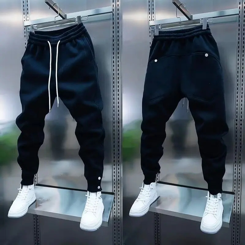 Solid Slim Fit Trousers Mens Casual Pants Loose Pockets Straight Cylinder Leggings Korean Fashion Harajuku Sweatpants y2k pant 250811