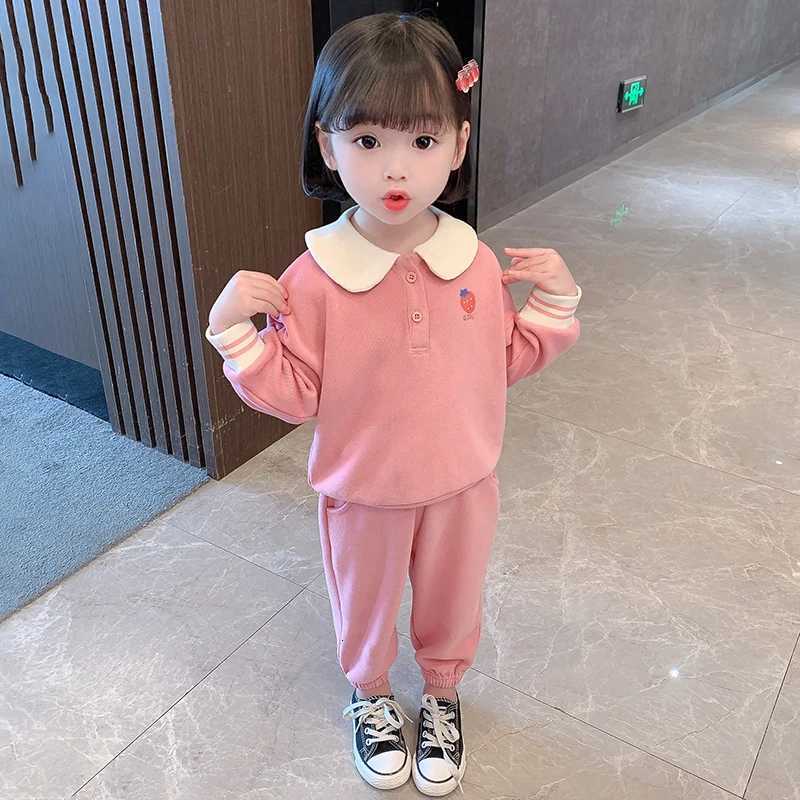 Girls Spring Outfit Set Long Sleeves Collars Tops Ankle Cuffs Two-Piece Set That Sweet Cute Fashion Spring Autumn Baby Clothes Z250811