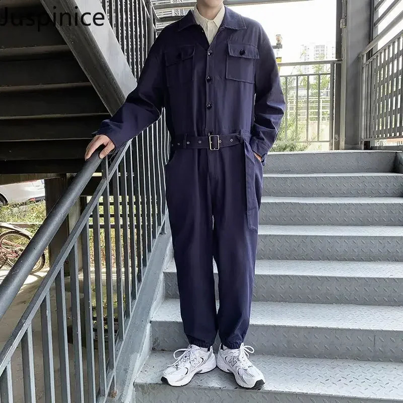 Japanese Retro Workwear Jumpsuit Mens Loose High Street Personality Casual Simple Hiphop Jumpsuits Men Bottom Male Clothes 250729