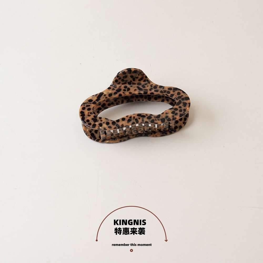 Korean Fashion Leopard Print Acetate Claw for Women, Back of Head Large Shark Clip, Thick Version Hair Clip