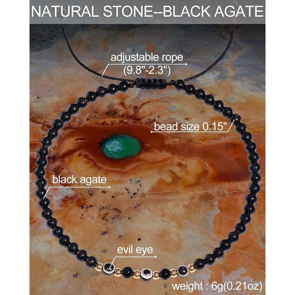 Evil Eye Ankle Bracelets for Women Beads Anklets Beach Accessiory Gemstone Healing Crystal Adjustable