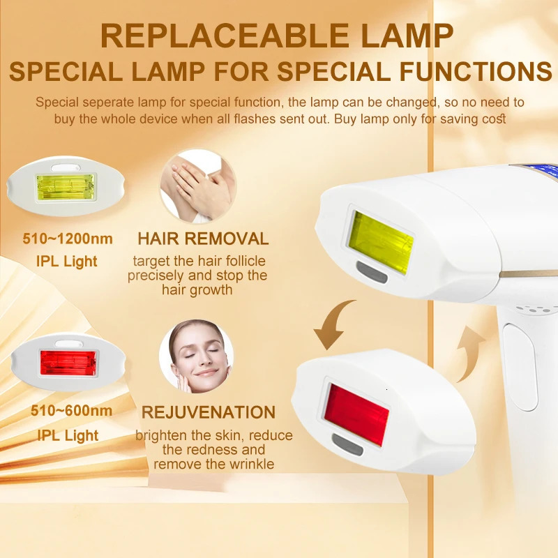 Updated Laser Hair Removal 2in1 Replaceable Lamp Rejuvenation Permanent Painless Hair Removal Bikini Trimmer IPL Epilator Device 250805