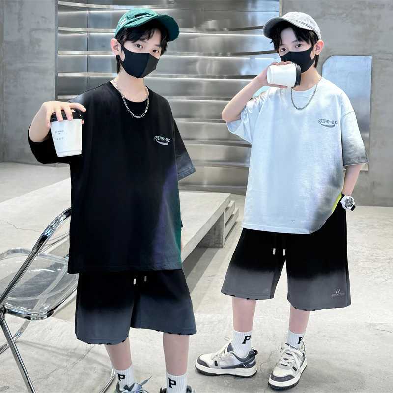 Big Boys Sets Clothing Kids Short Sleeve Cotton T-shirt And Shorts 2 Pieces Outfits Set Teenage Children Casual Summer Outerwear Z250811