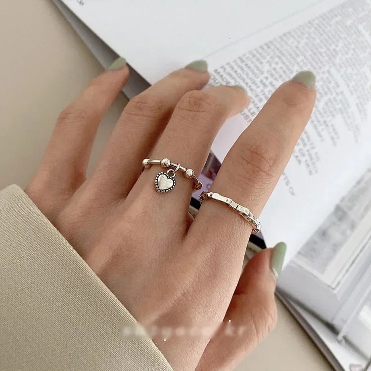 VIVILADY 925 Sterling Silver Irregularly Pleated Heart Opening Ring for Women Minimalist Fashion Fine Jewelry Drop 250805