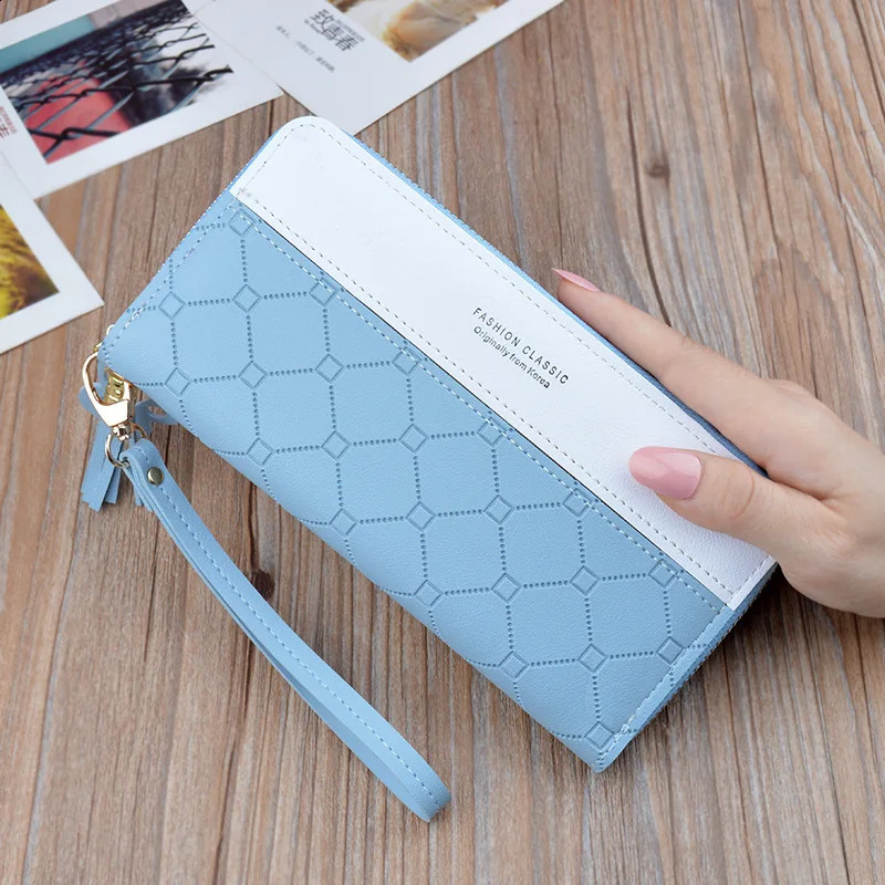 Clutch Bag Ladies Wallet Female Long Zipper Tassel Splicing Embossed Large Capacity Money Clip Mobile Phone Bag 250809