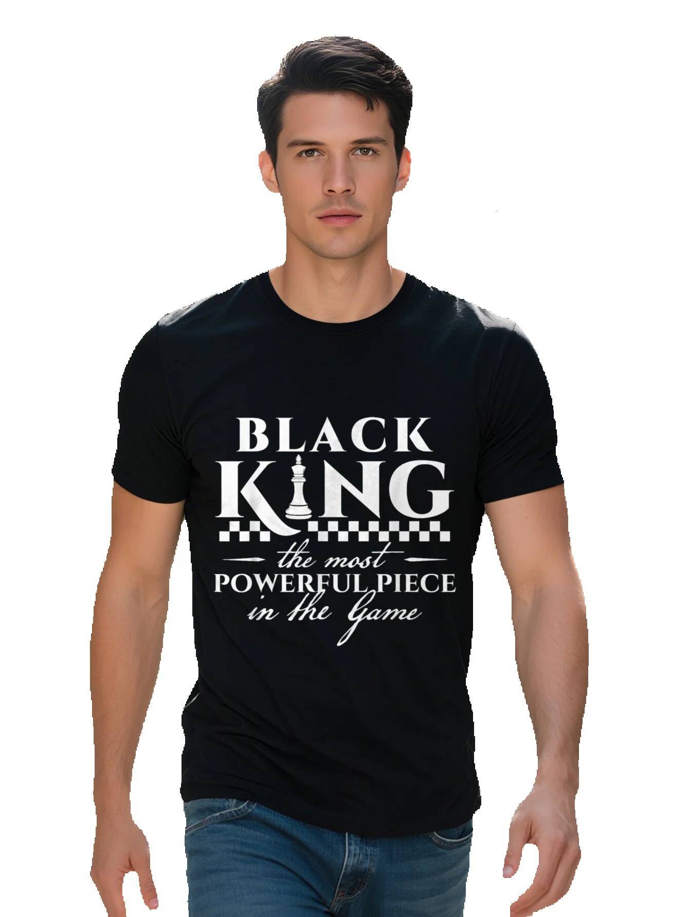Men s Black King T Shirt Empowering African Roots Design Cotton Short Sleeve Round Neck Comfortable Fit Casual 3e81f e3042