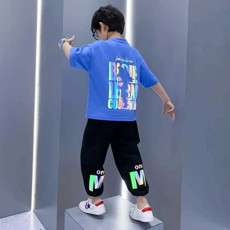 Childrens Suit Boys Summer Short Sleeve T-Shirt Pants 2 Piece Teenage Boys Sports Casual Clothes Set 3 5 8 10 12 13 15Y Z250811