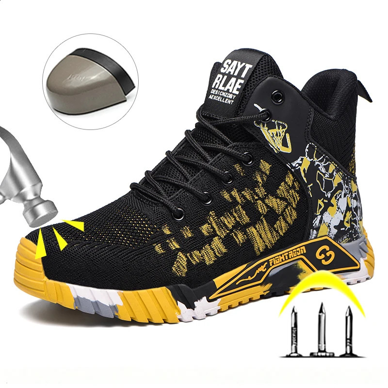 High Top Safety Shoes Men Work Shoes Men Women Work Safety Boots Mens Work Shoes Fashion Security Protective Boots 250805