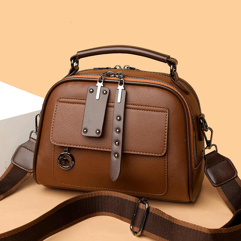 Live Soft Leather Small Square Handbag for Women New Simple Versatile Double Layer Large Capacity Shoulder Crossbody Bag ddmymoon