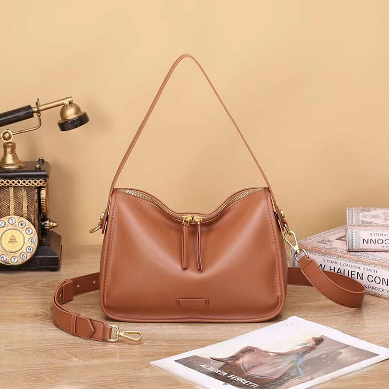 DHessentials 2025 Korean Style Leather Shoulder Bag - Spacious Crossbody Purse for Women, Genuine Cowhide Underarm Bag (450g)