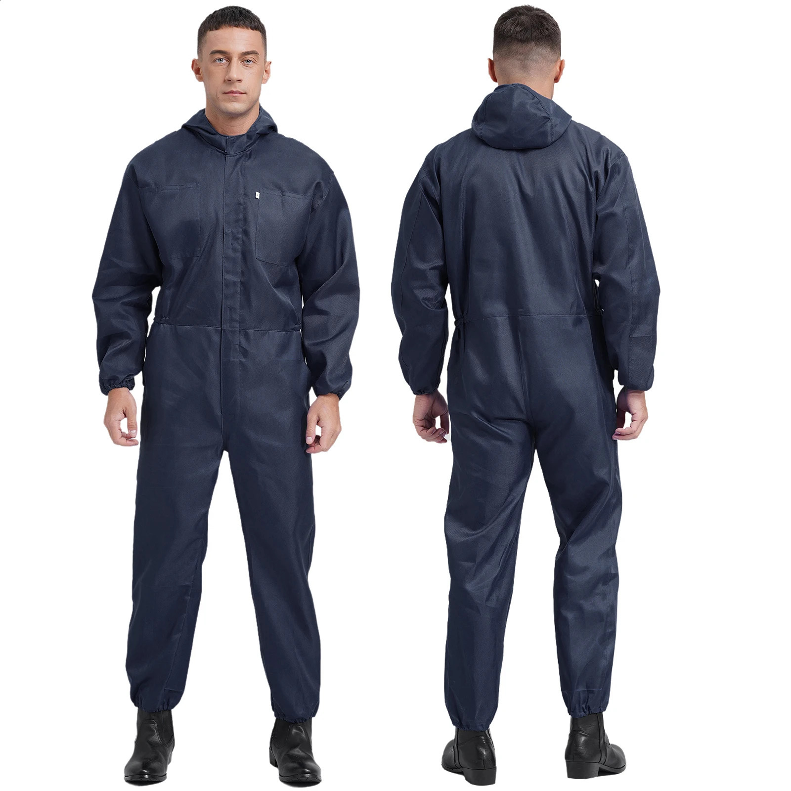 Coveralls for Men Big Pockets Overalls Jumpsuit Dungarees Workshop Worker Dustproof Hooded Coverall Unisex Mechanic Uniform 250729