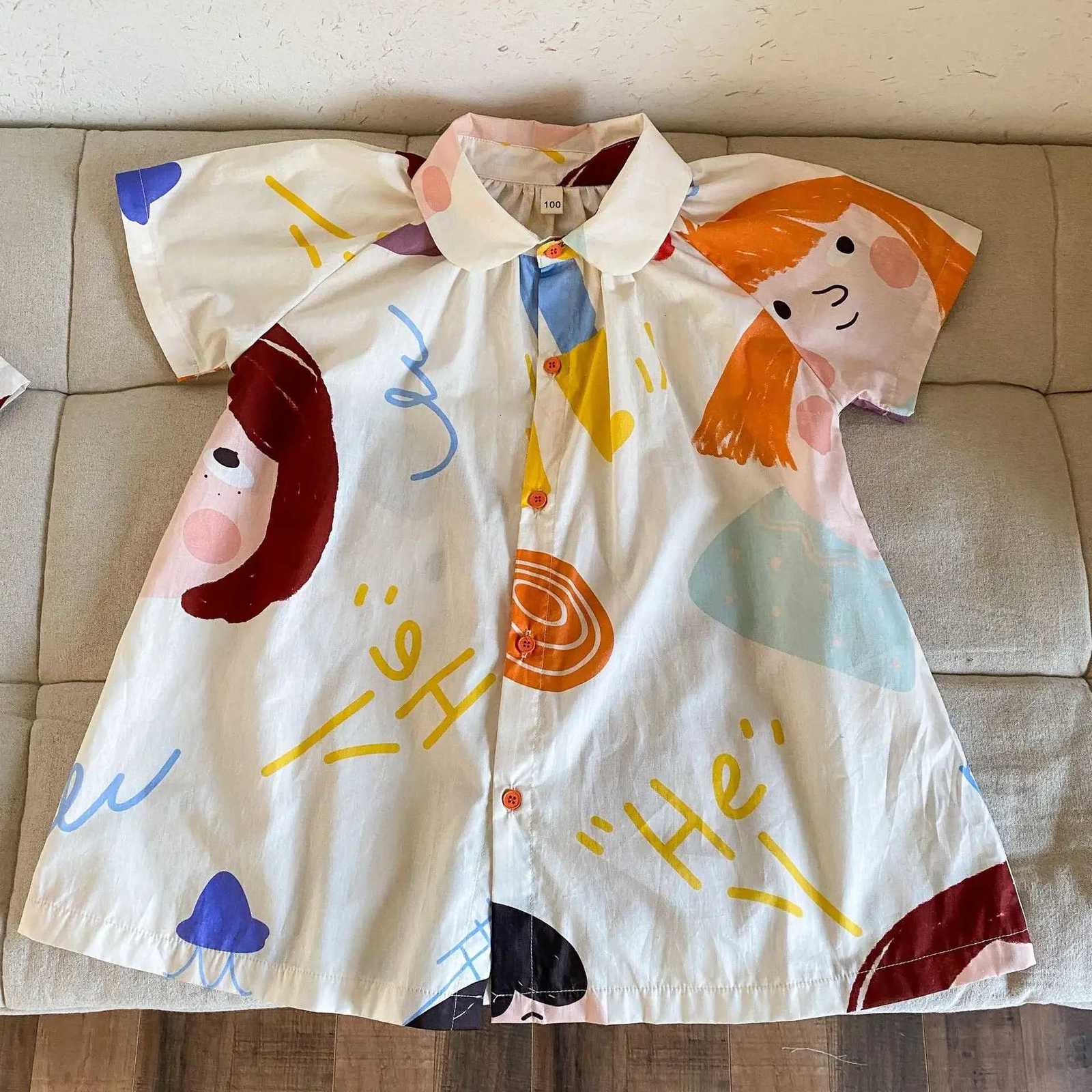 2025 Summer New Kids Set Brother And Sister Clothes Boys Two Piece Suit Or Short Sleeve Girls Graffiti Dress Clothes Z250811