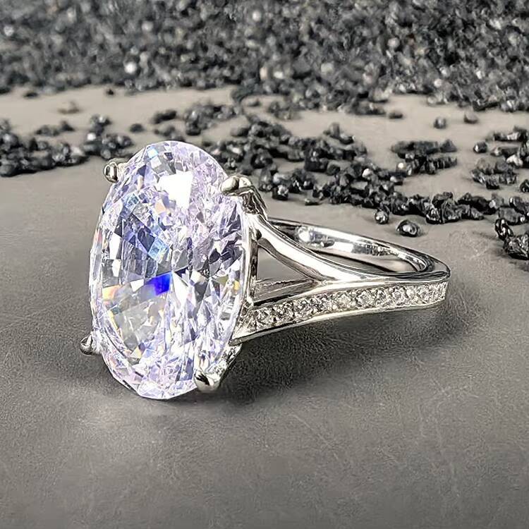 Radiant Glamour 925 Sterling Silver Womens Ring Captivating Oval Moissanite Diamond Set in Rhodium Plated Radiate Fine Jewelry