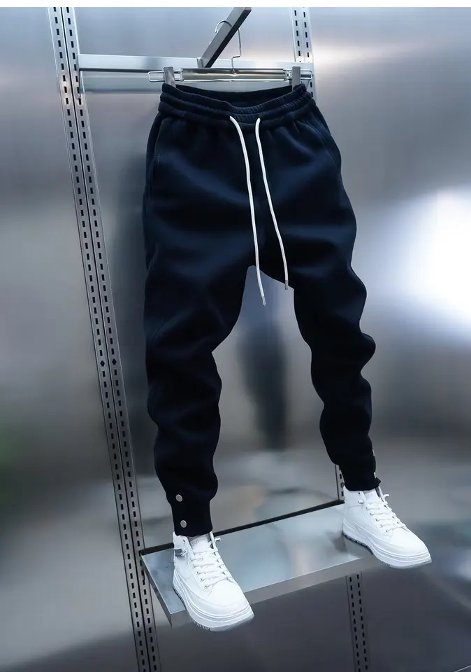 Solid Slim Fit Trousers Mens Casual Pants Loose Pockets Straight Cylinder Leggings Korean Fashion Harajuku Sweatpants y2k pant 250811