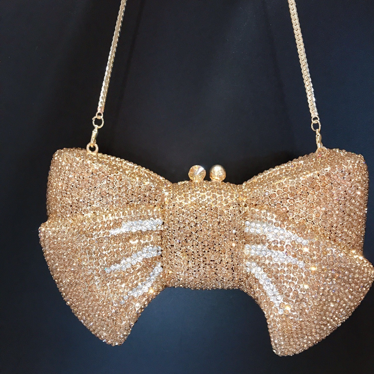 Pink red gold silver blue bow shaped womens crystal handbags and wallets party bride metal evening wallets womens diamond clutch bags 250311