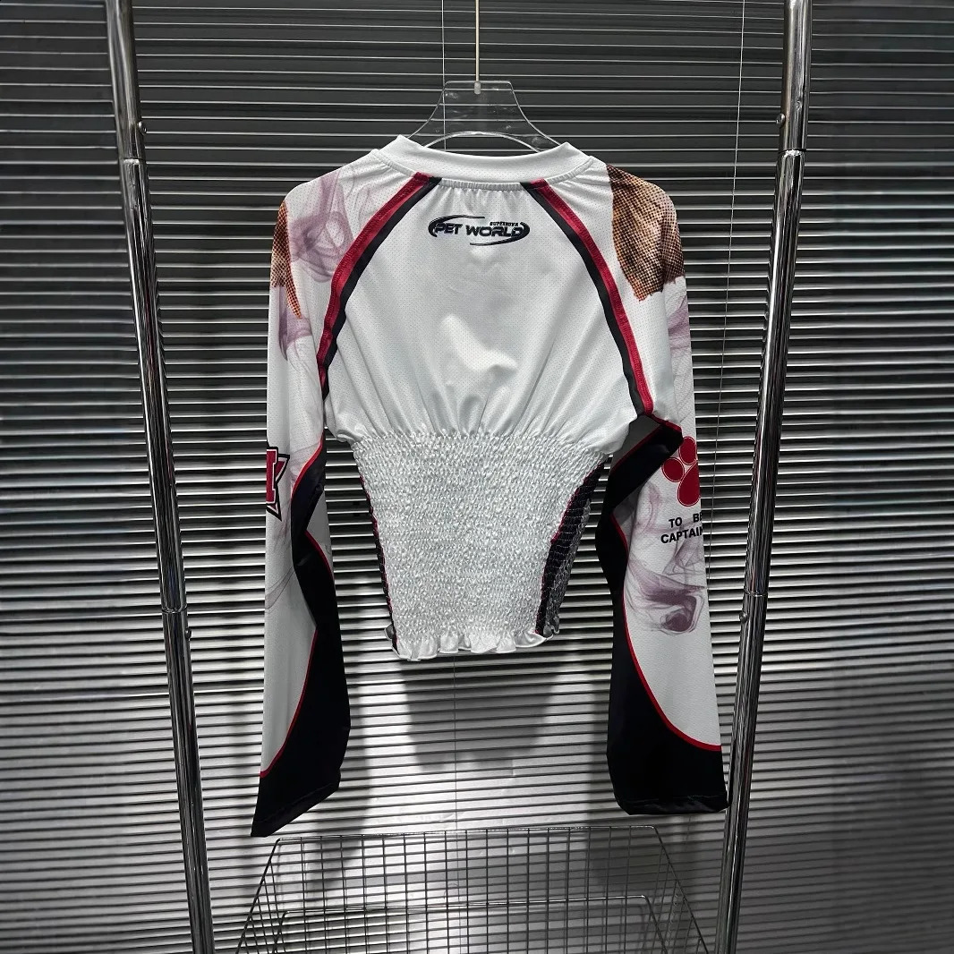 PREPOMP Spring Arrival Long Sleeve V Neck Print Cartoon Slim T-shirt Women GT003 250811