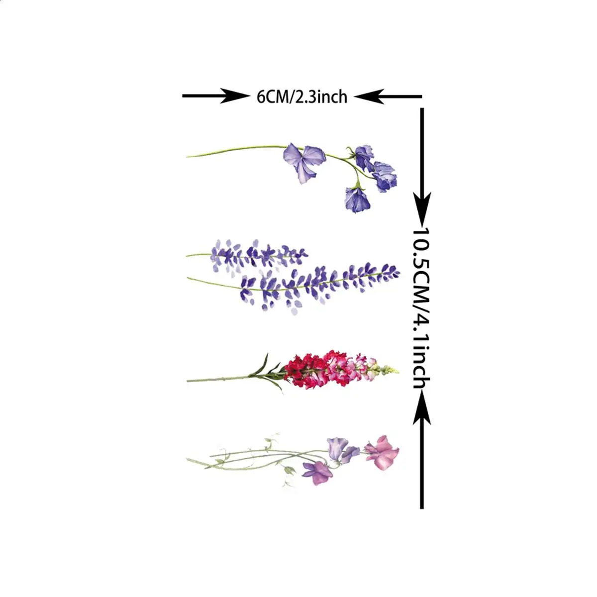 COKTAK 12Pieces Watercolor Lavender Flower Temporary Tattoos For Women Body Art Arm Flora Adults Tattoo Sticker Girls Tatoo 250809