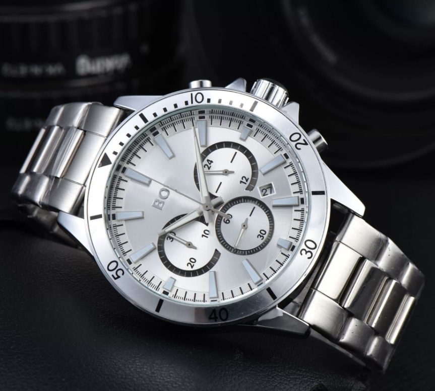 high quality watch man multifunctional mens boss quartz movement watches leather 6pin mens watch all the crime cool clock