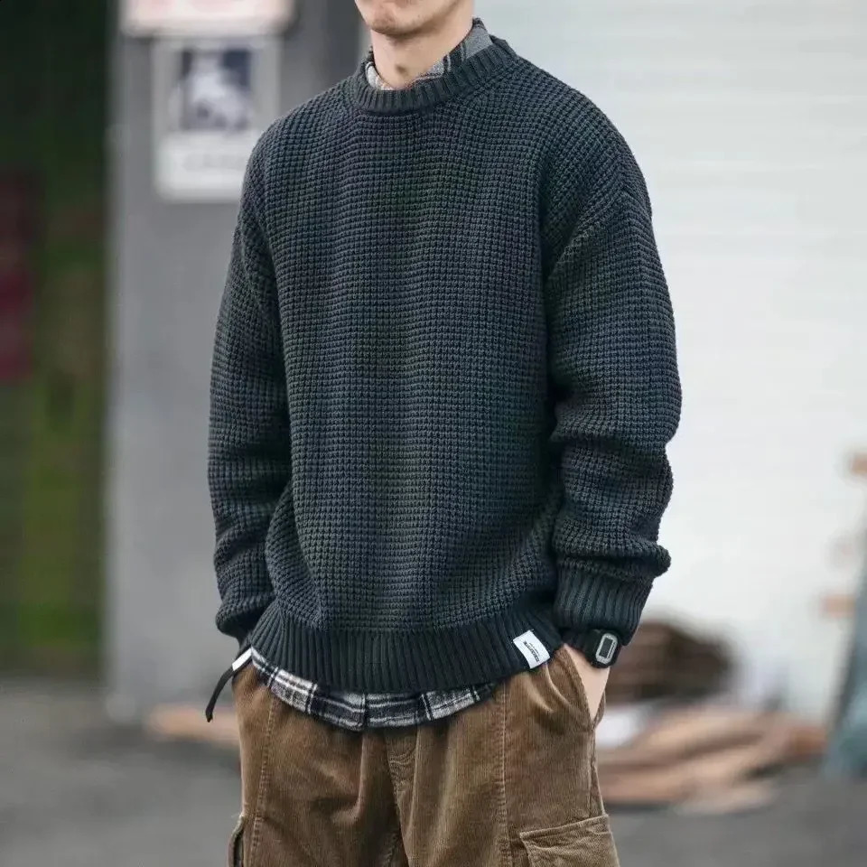 Korean Clothes Knitwear Thick Oversize in Mens Knit Sweater Sweatshirt Jumpers Aesthetic Y2k Pullovers Male 250805