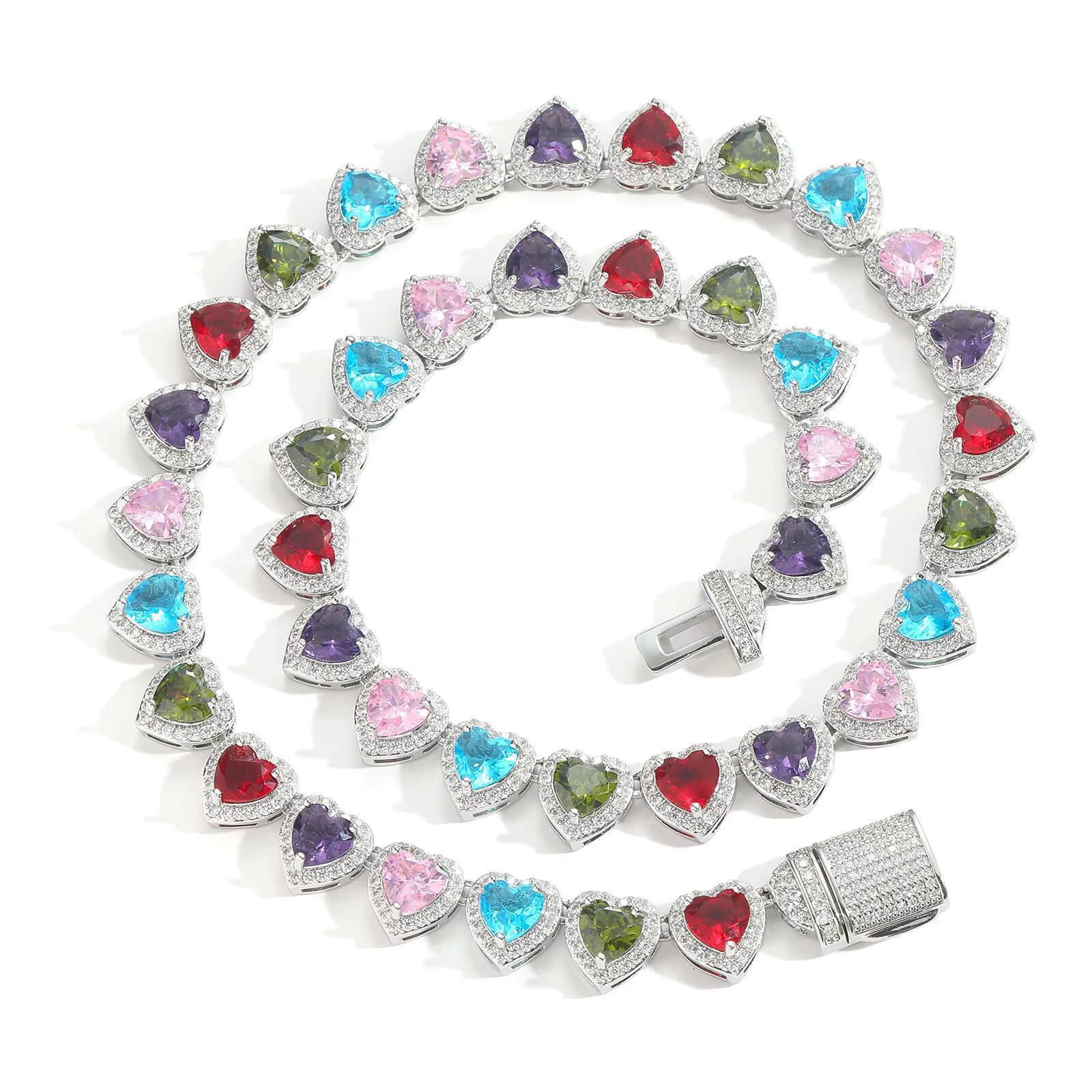 2025 high-quality best-selling tennis necklace; four-leaf clover lucky 925 silver diamond tennis necklace; hip-hop necklace jewelry