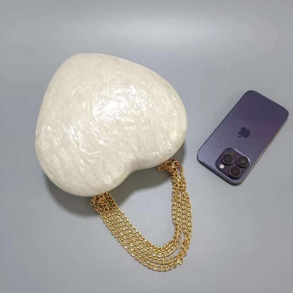 Women's New Fashion Heart-Shaped Acrylic Evening Bag Single Shoulder Crossbody Party Handbag