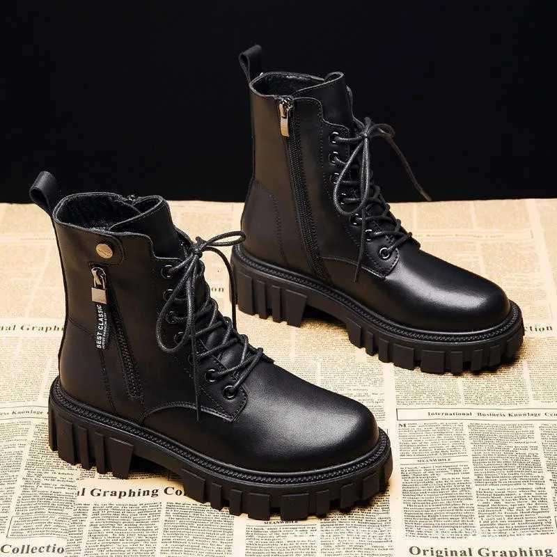 2024 New Boots Ladies Lace-Up Shoes for Women Warm Platform Zipper Ankle Boots Soft Women Shoes Winter Boots Fashion Womens Boots W250811