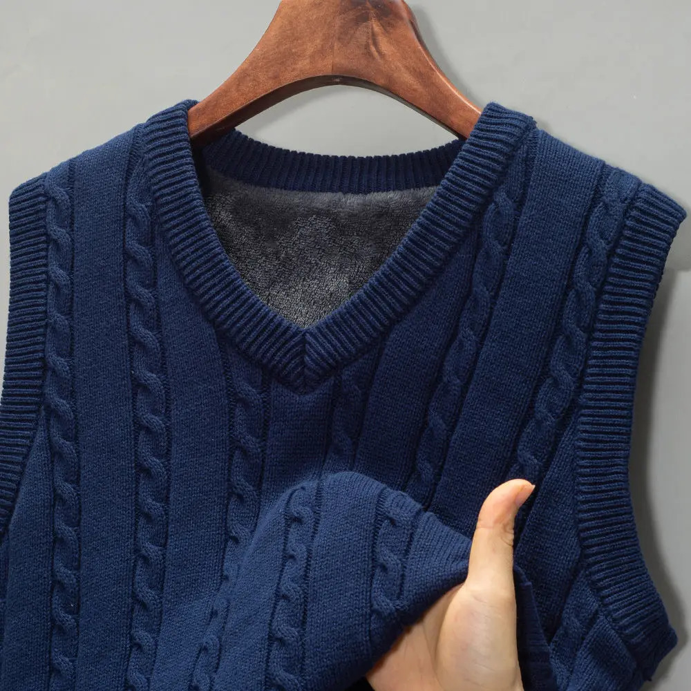 Autumn Winter Thick Fluffy Vest Men Women Warm Sweater Waistcoat Mens Sleeveless Knitted Yarn Casual Vneck Classic 250809