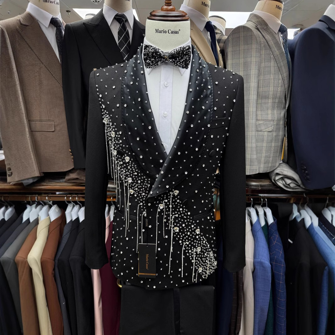 Man suit fashion Mens Wedding Handmade Sewing Male Suit Dress 2piece Set250811