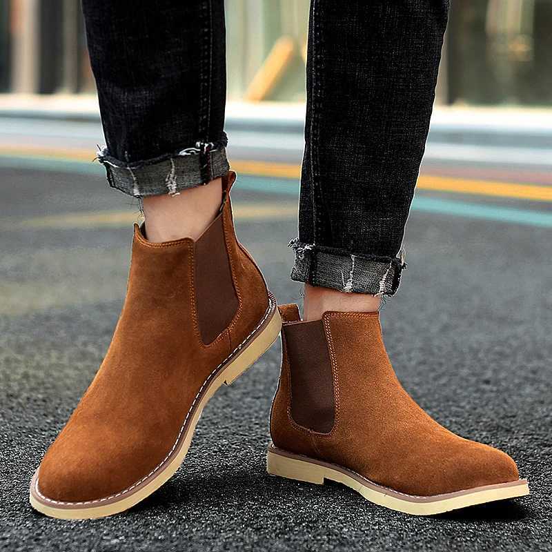 Genuine Leather Cowhide Retro Classic Designer Mens Chelsea Boots Winter Dress Shoes for Men Casual Ankle Snow Boots Footwear W250811