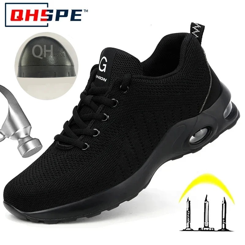 Summer Air Cushion Work Safety Shoes For Men Women Breathable Work Sneakers Steel Toe Shoes Anti-puncture Safety Protective Shoe 250805