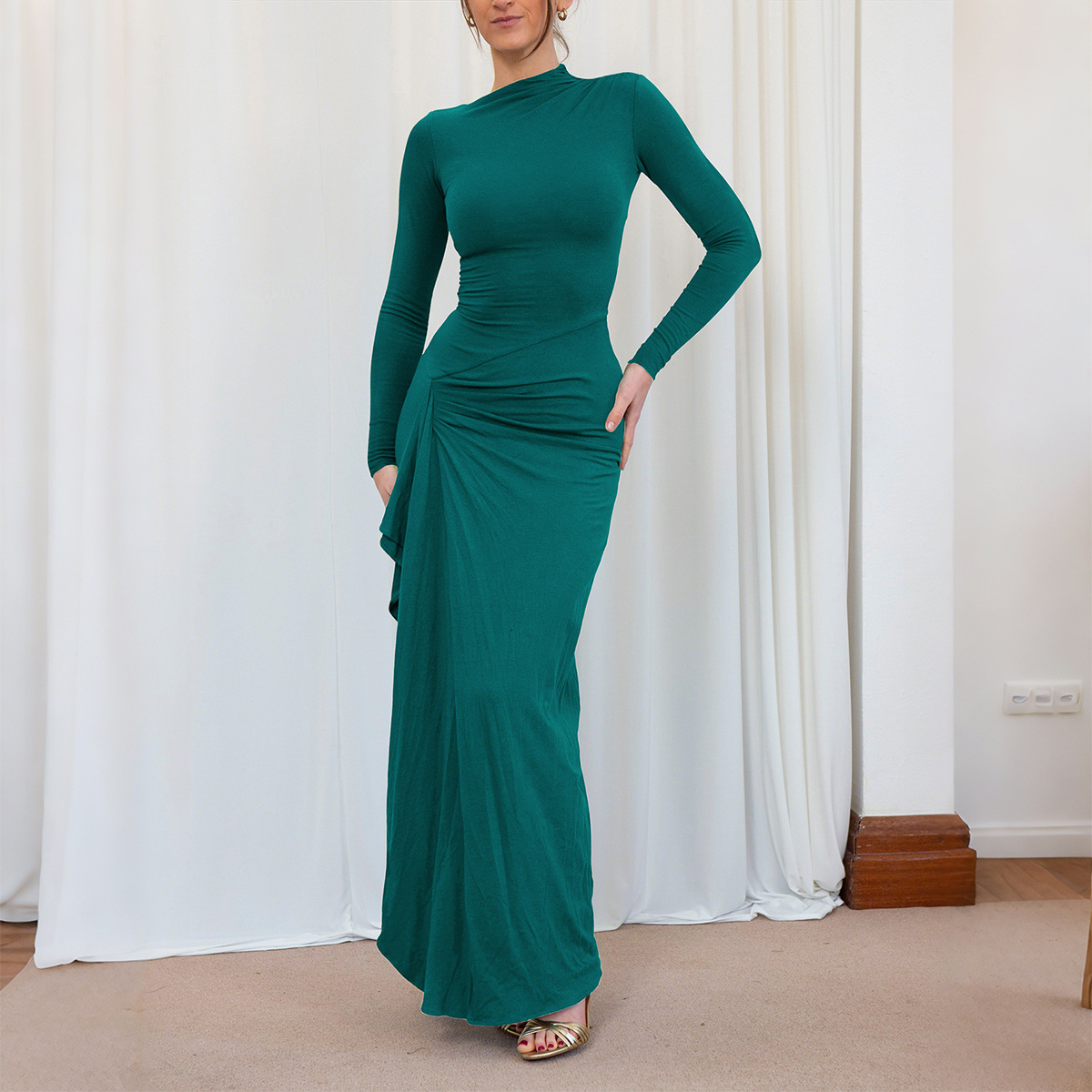 Y2K Hot Girl Style Short Sleeve Long Dress Women's Clothing 2025 Autumn Winter