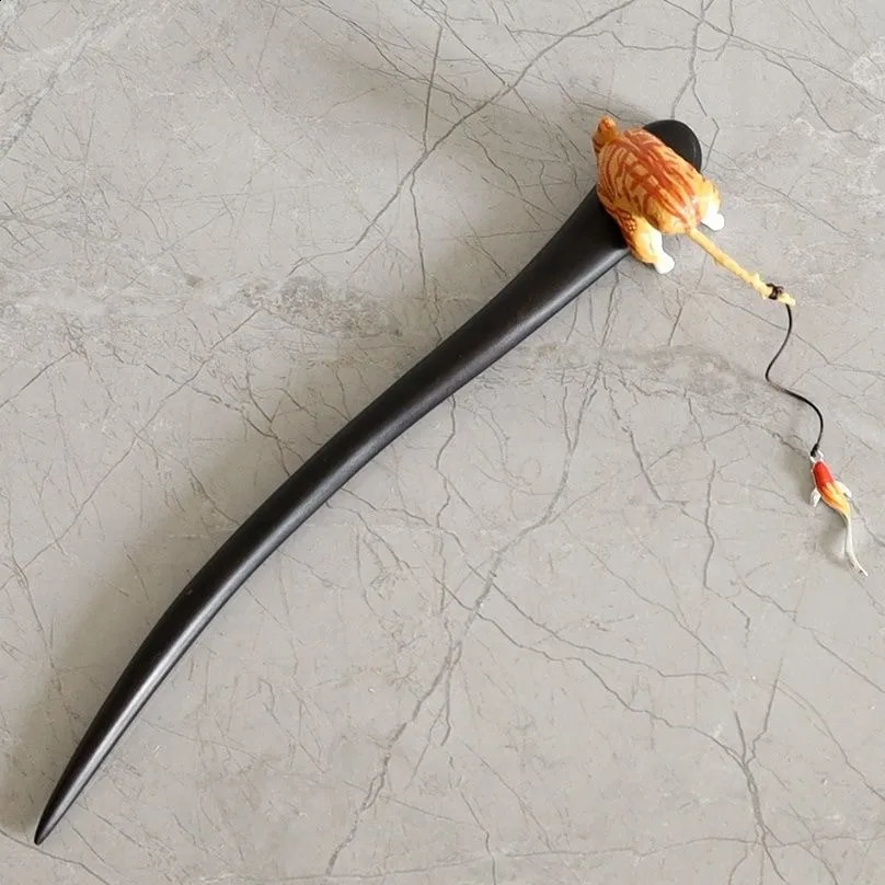 Cute Hairpin Cat Fishing - Sandalwood Hair Accessories Women Gift 250807