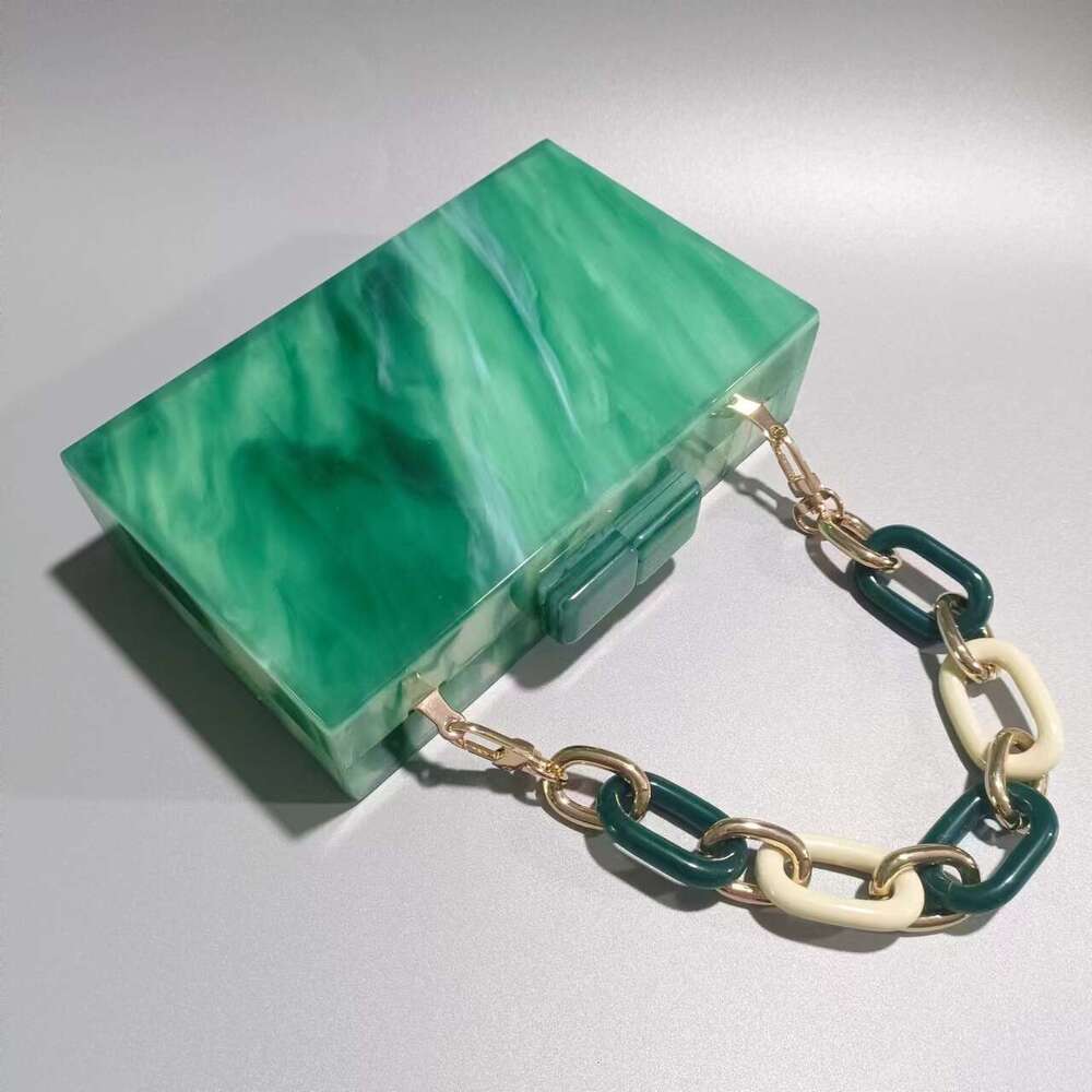 Women's New Colorful Acrylic Evening Single Shoulder Crossbody Wedding Banquet Clutch Chain Bag