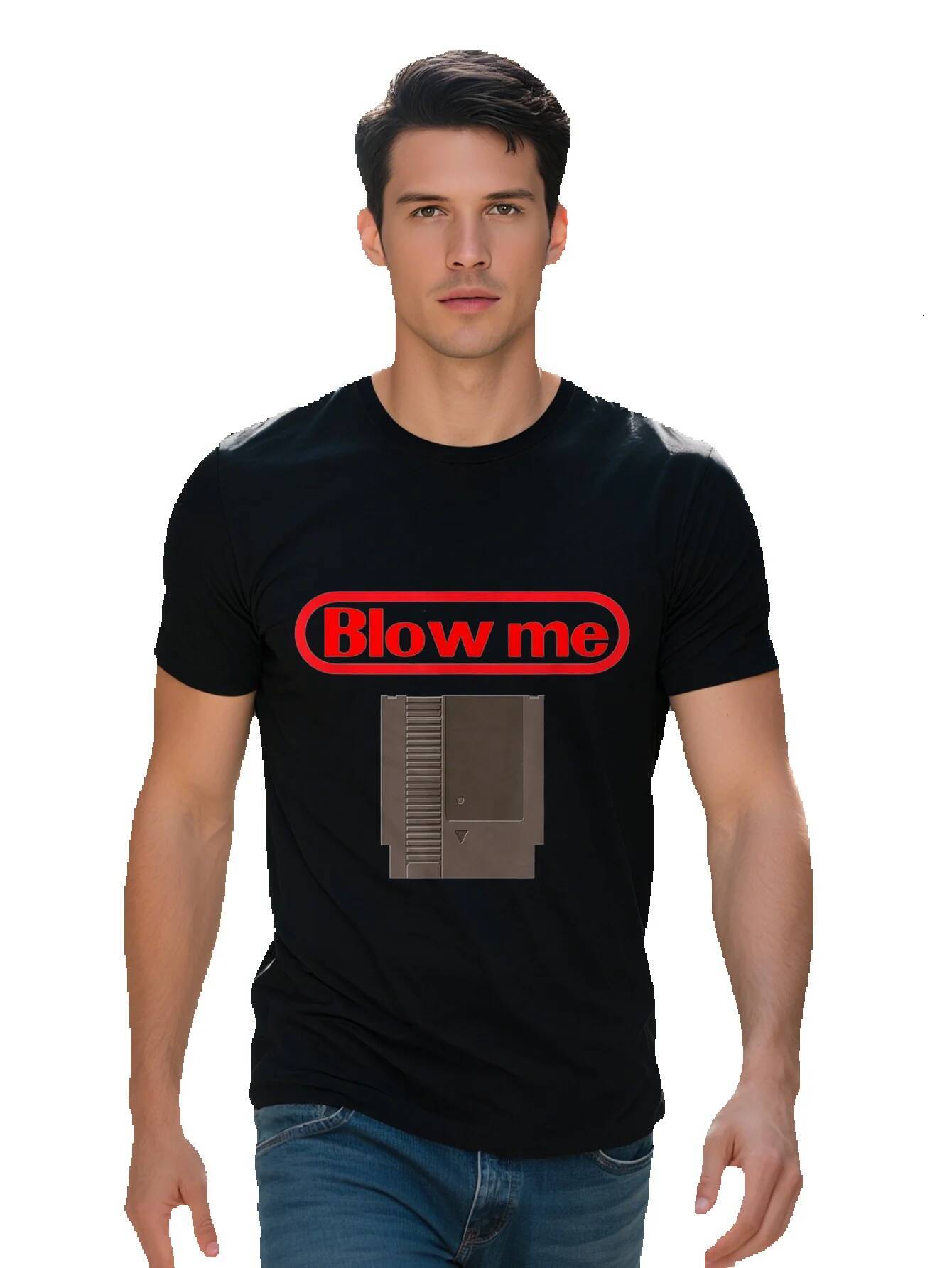 Retro Video Game Blow Me Men's T-Shirt Cotton Short Sleeve Round Neck Casual Wear db4ae df494