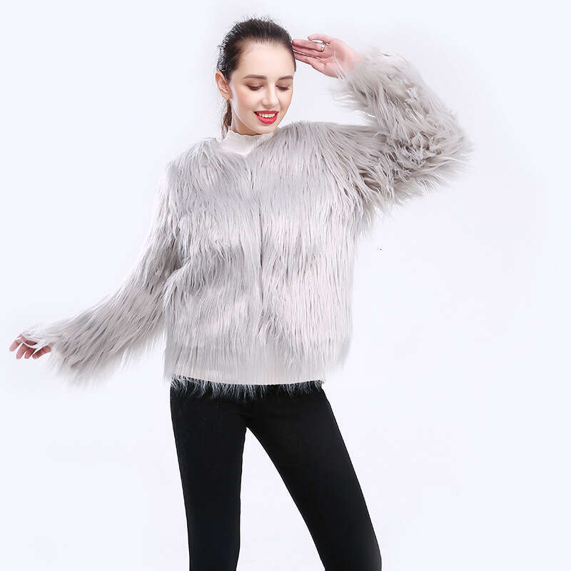 Fur jacket for women, short style, long sleeved, large size, washed wool, floating wool, beach wool jacket