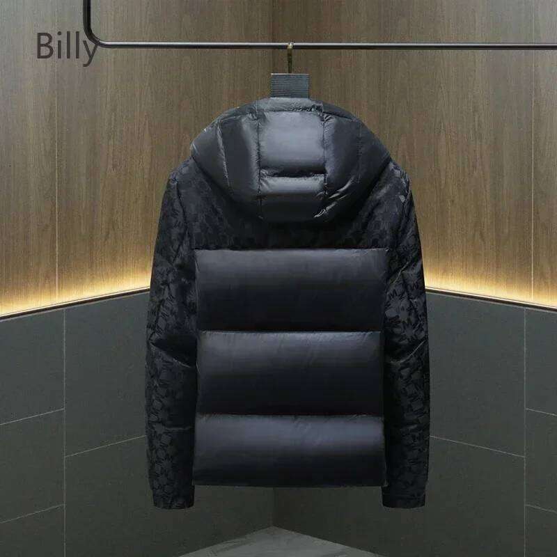 -30° Men's White Duck Down Thickened Jacket Warm Personality Dark Pattern ing Workwear Coat Clothing