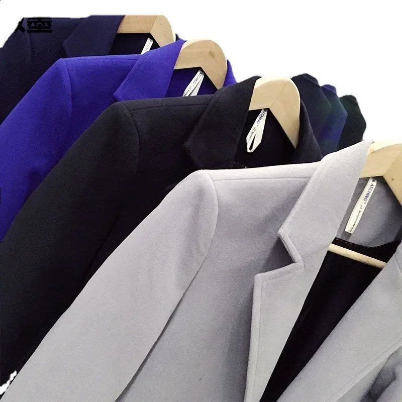 2024 Spring Autumn MediumLength Woolen Overcoat For Men Korean Trendy Lightweight Trench Jacket Casual Scene 250729