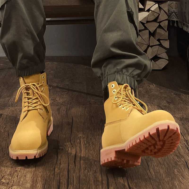 Brown Boot Security Boots Men Genuine Leather Mens Motorcycle Boots Military Shoes Work and Safety Shoes Booties Men Mens Shoes W250811