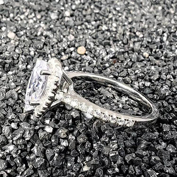 Romantic Pass Diamond Tester 925 Sterling Silver Teardrop VVS Moissanite Ring for Women Gift Anniversary Fine Jewelry