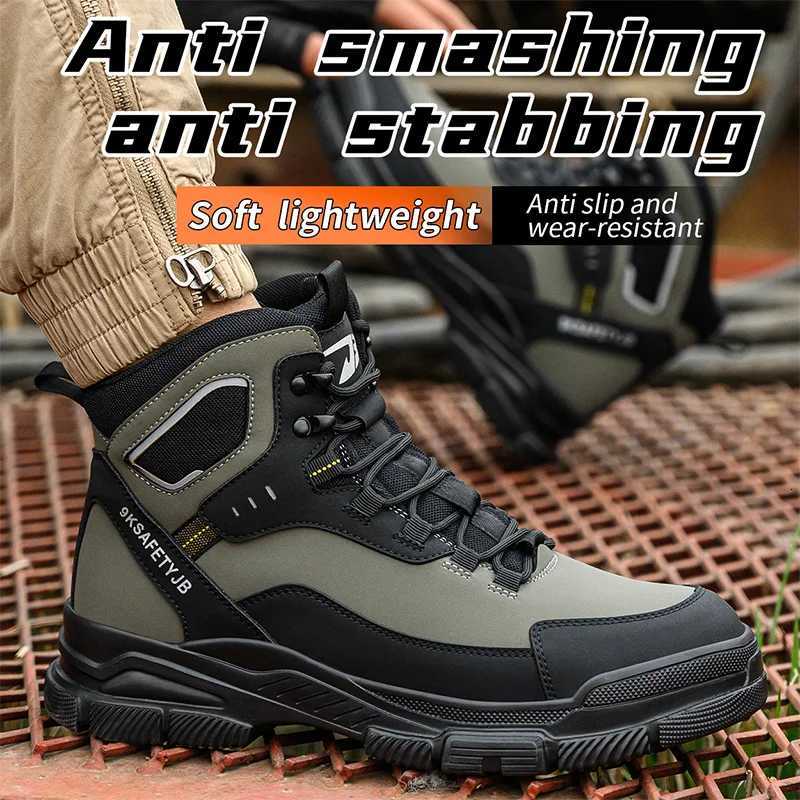 Man Safety Shoes Puncture-Proof Work Sneaker Waterproof Work Shoes Steel Toe Shoes Safety Boots Indestructible Shoes Lightweight W250811