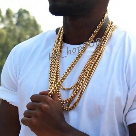 Custom Personal 18K Gold Plated Miami Cuban Link Chain Trendy Hip Hop Stainless Steel Necklace for Men Wedding or Gift