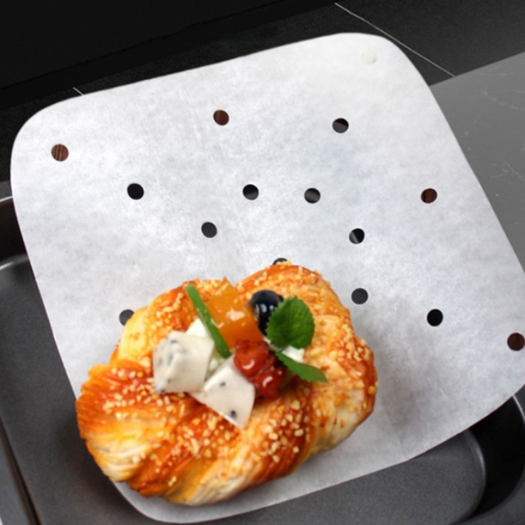 100 sheets of steamer paper air fryer paper square silicone oil paper baking paper thickened food grade oil absorption and antistick