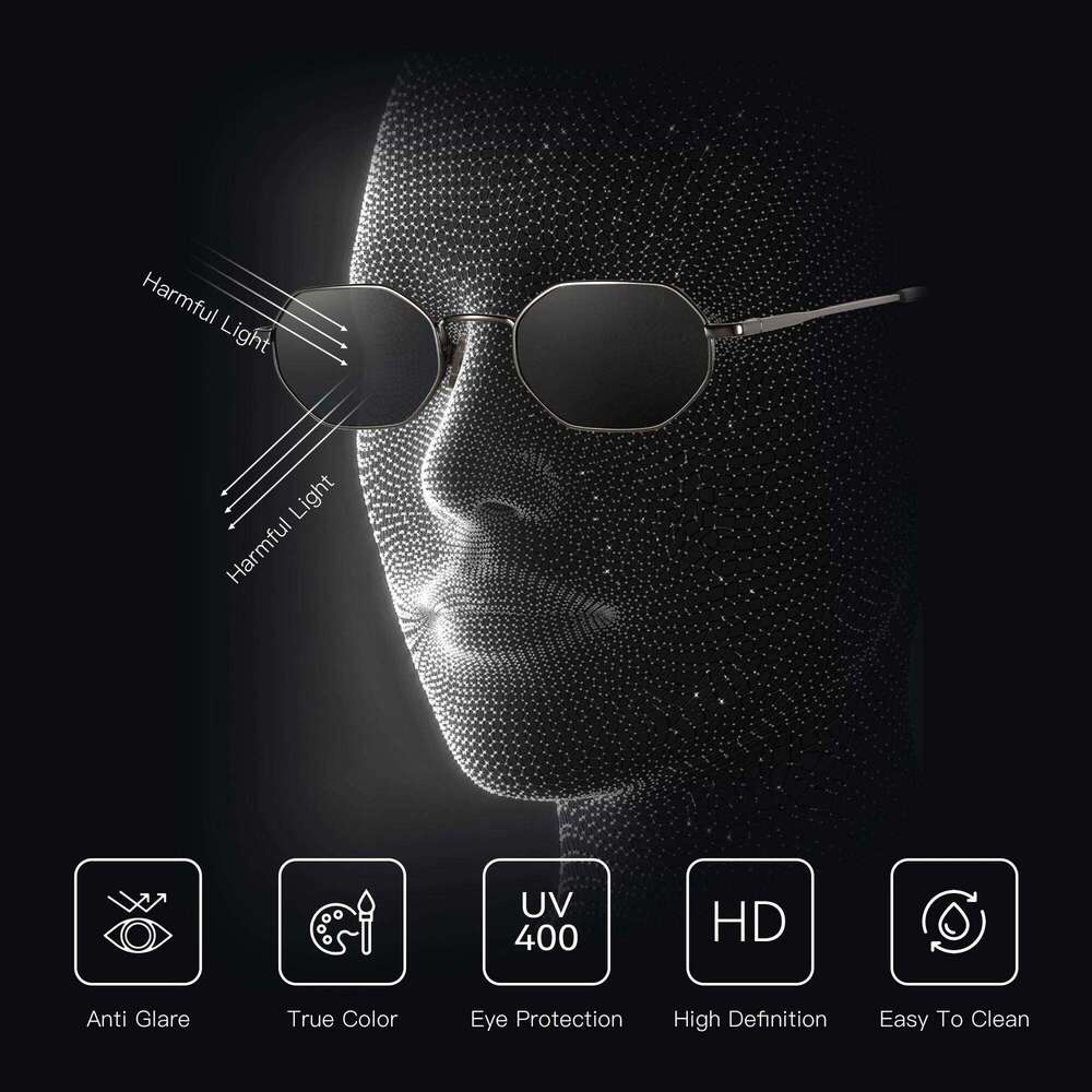 ZENOTTIC Retro Small Polygon Polarized Sunglasses Women Metal Sun Glasses Men Anti-Glare UV400 Goggles Driving Eyewear